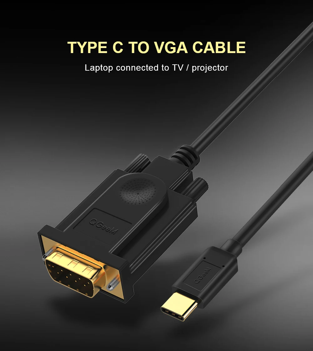 USB C 3,1-VGA кабель USB type C USB-C-VGA Мужской конвертер Кабель-адаптер для Apple, Macbook Chromebook Pixel Dell XPS 13