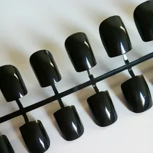 Black Fake Nails Sexy Red False Nails Short Size Acrylic Nails Flat Top Press On Nail DIY Nail Tools 24Pcs