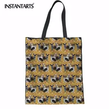 INSTANTARTS Портативный Белье Tote Bag Симпатичные Чихуахуа/корги Дизайн многоразовый мешок Мода хлопок девушки леди ткань чехол