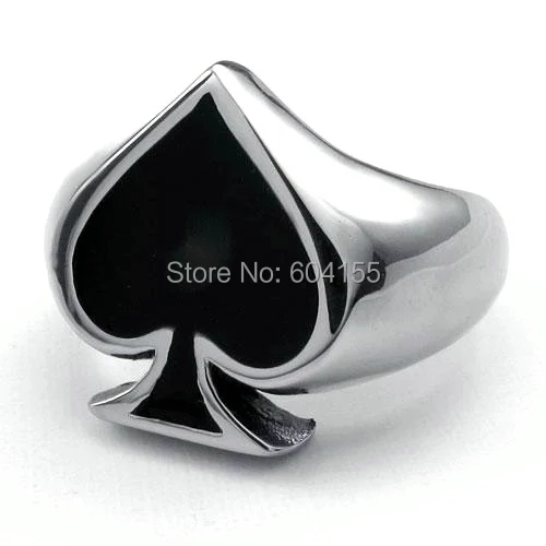 2014 NEW Hot Selling Fashion Titanium Stainless steel Classic Biker Men's Spades Ring US8-13 FREE SHIPPING