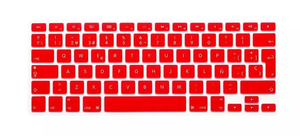 Новые силиконовые испанские буквы, клавиатура, чехол для Macbook Air Pro retina 13 15 17, протектор для Mac book, клавиатура, испанская, европейская - Цвет: Red