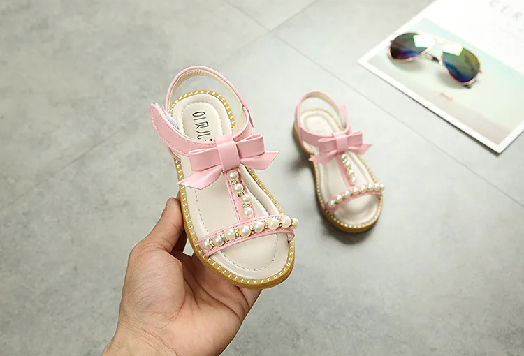 MHYONS/2019 Новые детские для девочек Летняя обувь детские сандалии для девочек из искусственной кожи обувь принцессы с цветком бисером