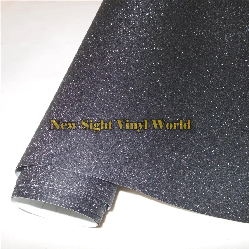  High Quality Black Sparkle Glitter Sand Vinyl Film Roll Wrap Air Free Phone Laptop Computer Skin Co