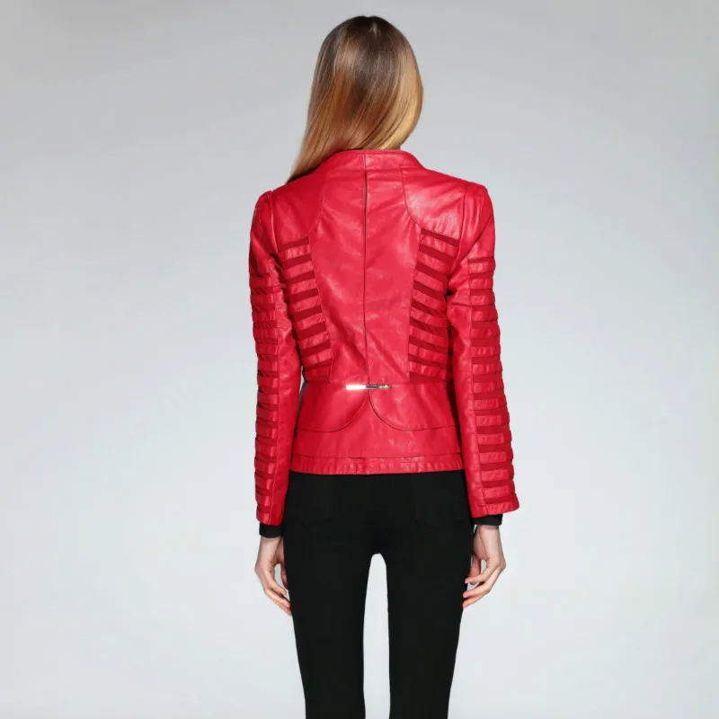 Женская байкерская куртка ZQLZ черная мотоциклетная из искусственной кожи размера