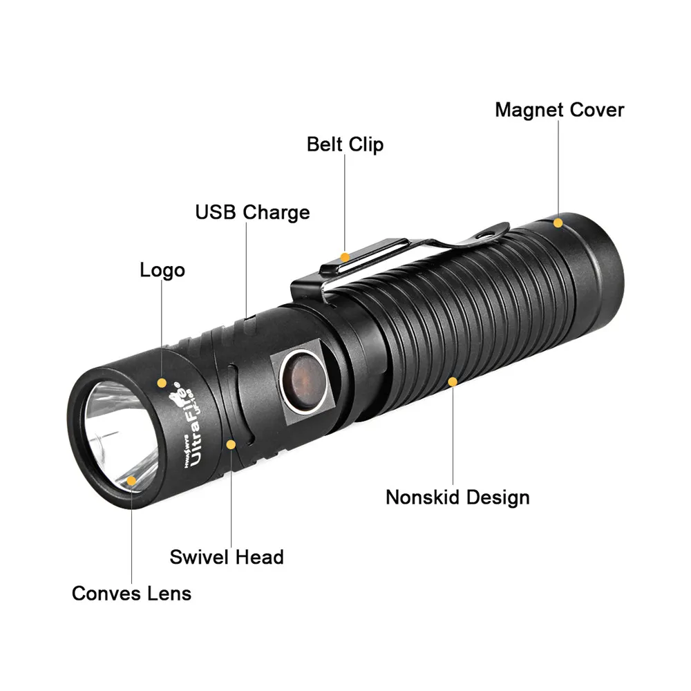 Ultrafire 18650 фонарик вспышка USB Перезаряжаемый магнит XML-T6 Светодиодный Фонарь Кемпинг многофункциональный фонарик