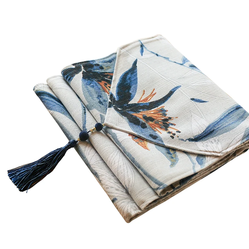 

Junwell Poly Cotton Watercolor Printed Table runner with Tassel for Dinner Parties, Summer BBQ & Outdoor Picnics