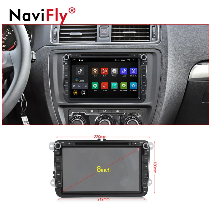 Best 2Din Free shipping Android7.1 2G RAM Car Multimedia player for  VW GOLF 4 5 Polo Bora CC JETTA PASSAT Tiguan SKODA OCTAVIA 2
