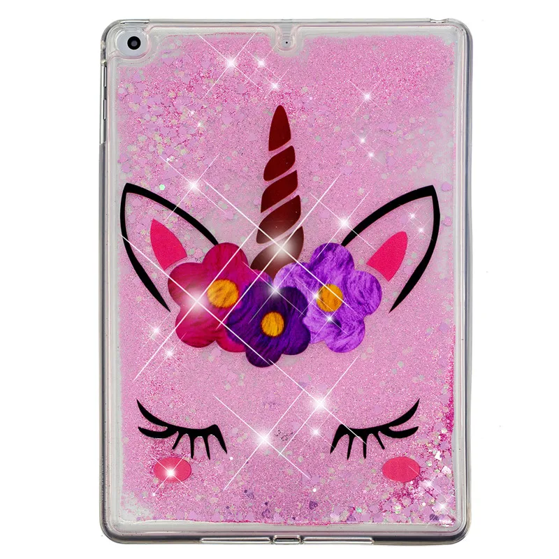 Wekays For Coque Apple Ipad 9.7 2018 Cute Glitter Liquid Silicone Fundas Case For 2018 IPad 9.7 inch 2017 A1822 A1823 Cover Case