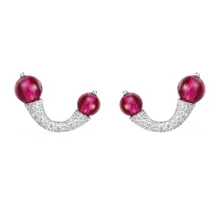 SLJELY, модные 925 пробы, серебряные, красные, зеленые, синие драгоценные камни, карамельные серьги-гвоздики, изящные Дизайнерские серьги с кубическим цирконием, ювелирное изделие для женщин