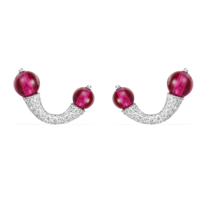 

SLJELY Fashion 925 Sterling Silver Red Green Blue Gems Candy Stud Ear Monaco Designer Cubic Zirconia Earrings Jewelry for Women