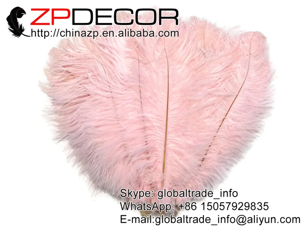 Ostrich Feathers, 10 Pieces - 6-8  LIGHT PINK Ostrich Dyed Drabs Feathers
