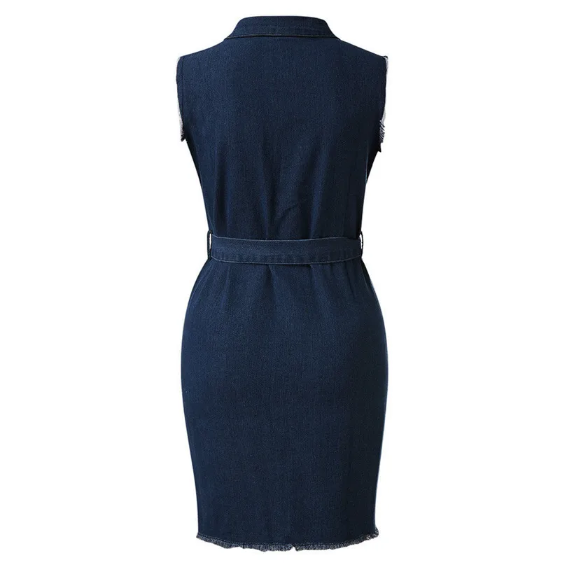 New Women Summer Plus Size Button Down Denim Sexy Dress Ladies Lace Jeans Long Shirt Dress Bohemian Beach Holiday Daily #4A30 (15)