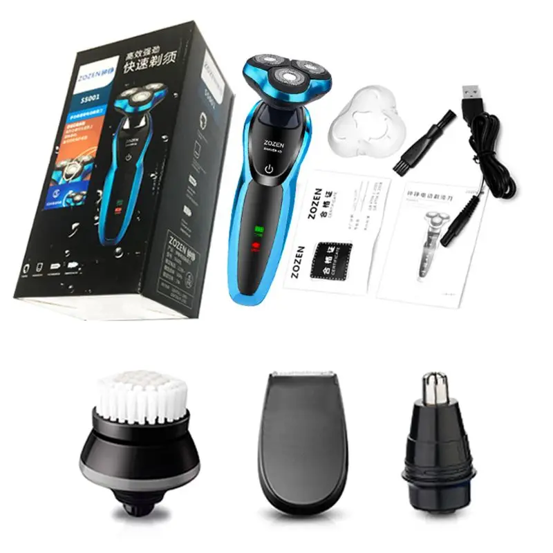 

4D Rotary Wet Dry Electric Shaver Multi-function Men USB Car Charging Body Wash Razor Nose Hair trimming Beard knife home travel