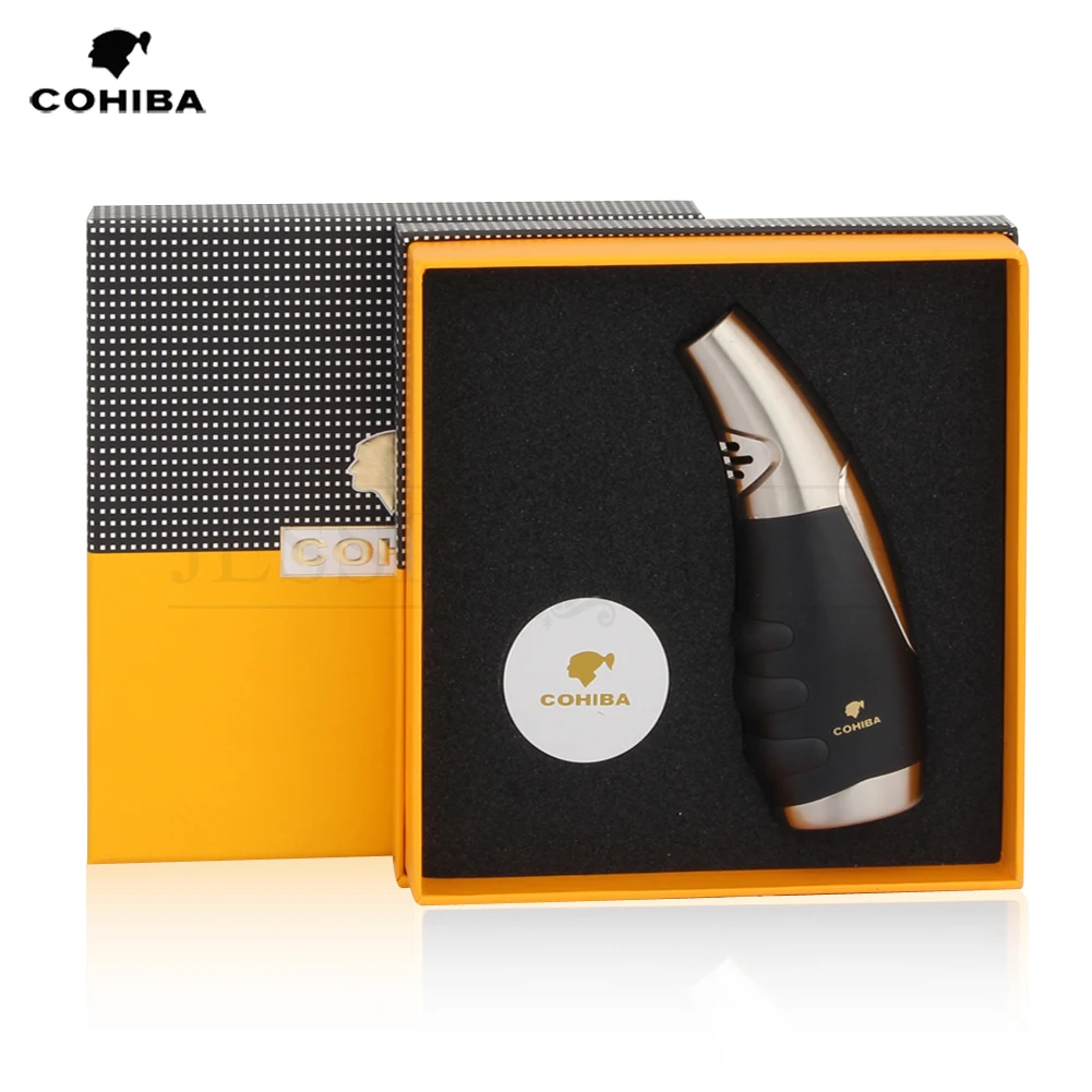 Одноструйная зажигалка с пламенем автоприкуриватель Бутановая Зажигалка COHIBA