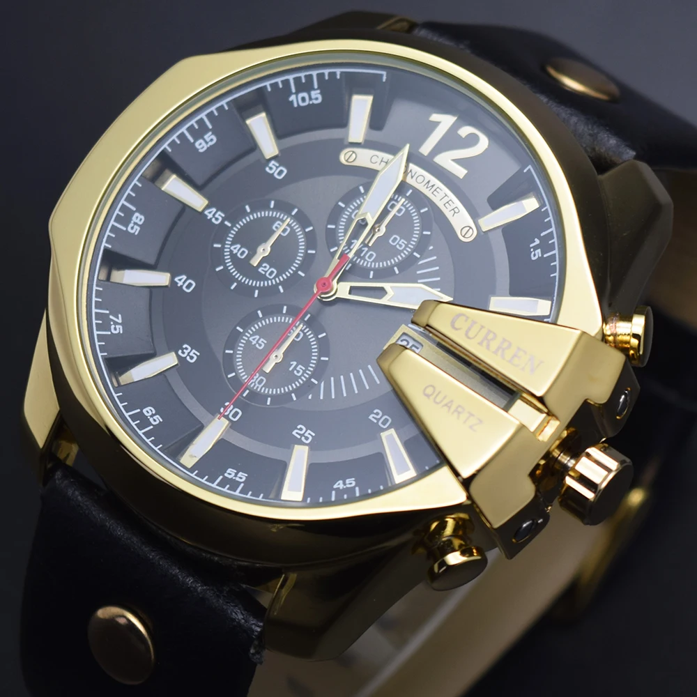 Часы CURREN Мужские спортивные аналоговые кварцевые с кожаным ремешком 8176|wristwatch