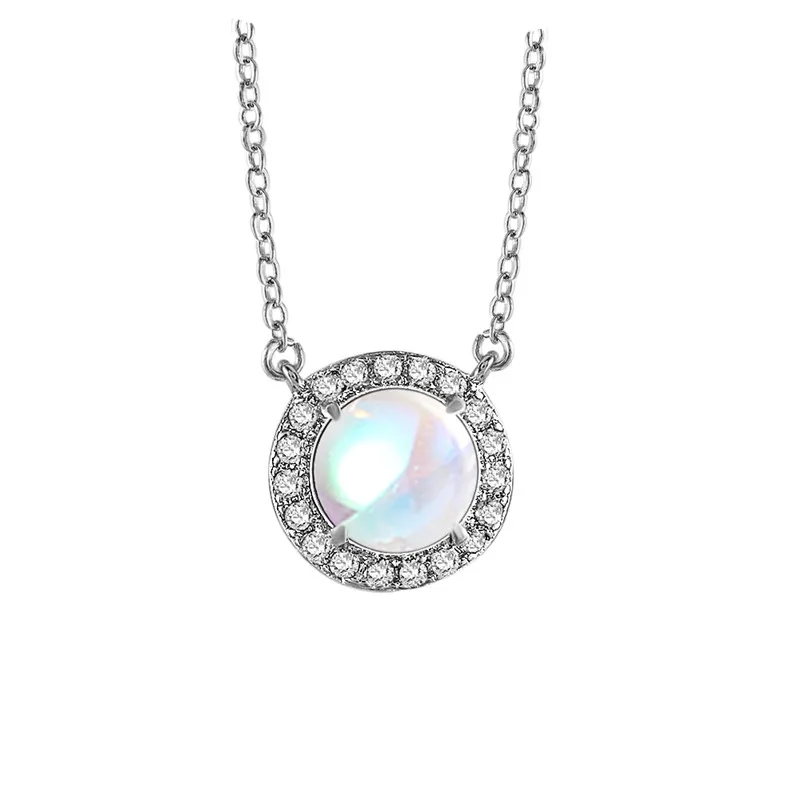 ROXI Moonstone колье ожерелье модное розовое золото/серебро Цвет Подвеска из камня и хрусталя ожерелье женское Ювелирное колье femme - Окраска металла: Silver plated