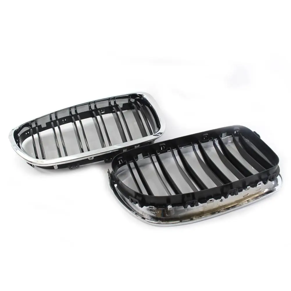 

2pcs/Packed Half-Plated Frame Bright Black Double Line Medium Grid for BMW F10 F18 2011 2012 2013 2014 2015 2016 car-styling
