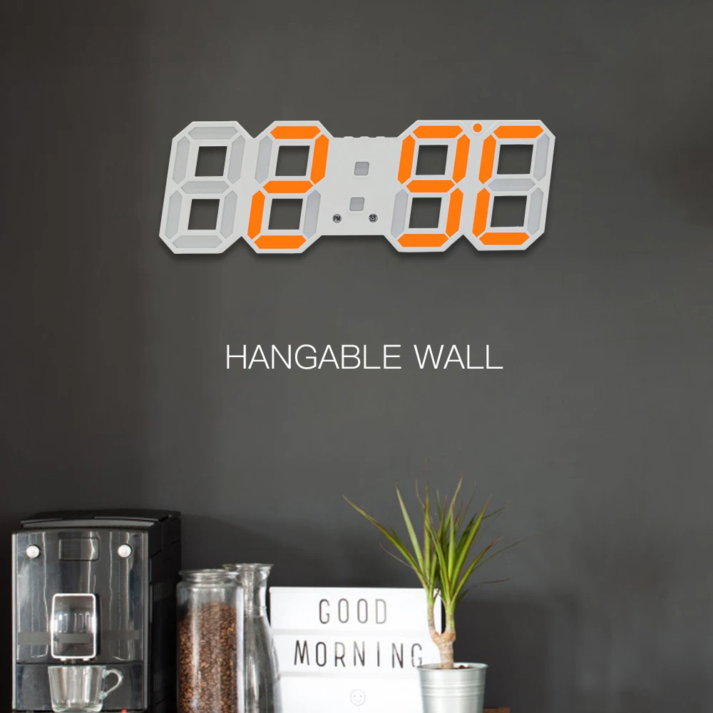 Reloj de pared LED 3D reloj de alarma Digital moderno reloj de pared de escritorio de oficina de cocina para el hogar Reloj de pared de noche 24 o 12 hora de la pantalla Reloj de pared LED 3D reloj de alarma Digital moderno reloj de pared de escritorio de oficina de cocina para el hogar Reloj de pared de noche 24 o 12 hora de la pantalla
