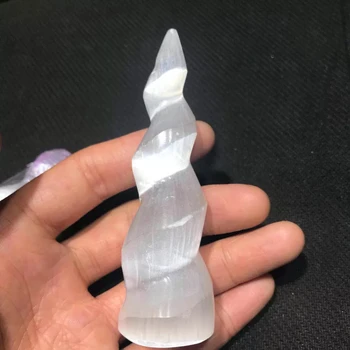 

energy stone drop shipping Natural selenite crystal gemstone twist point healing chakra Christmas gift remove negative energy