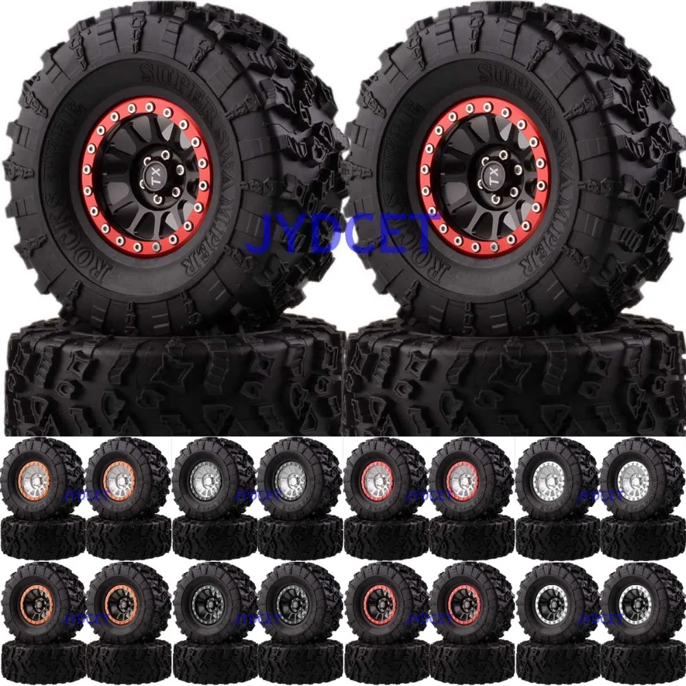 

12-Spokes Beadlock 2.2" Aluminum Wheel Rim & Super Swamper Rocks Tyre 132mm 4pcs 2022-3022 For RC 1/10 Climbing Rock Crawler