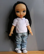 Doll Accessories White shirt wild hole jeans ofia princess Anna Elsa for 40cm American girl clothes
