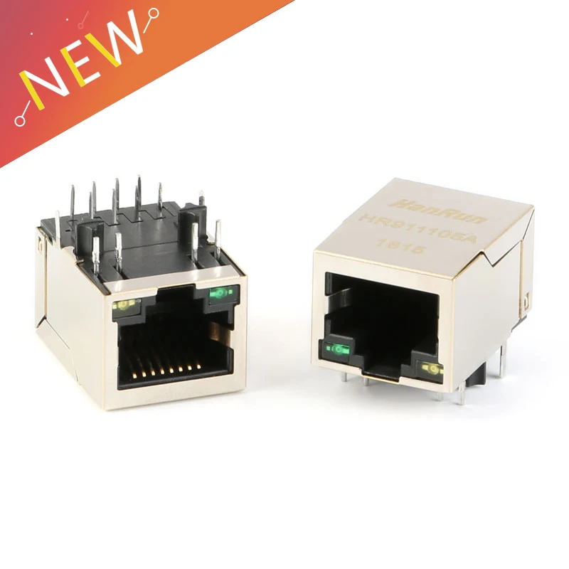 

5Pcs/lot HR911105A RJ45 Connector RJ45 Socket PCB Mounting Network Adapter For Network Data Transfer with Lamp