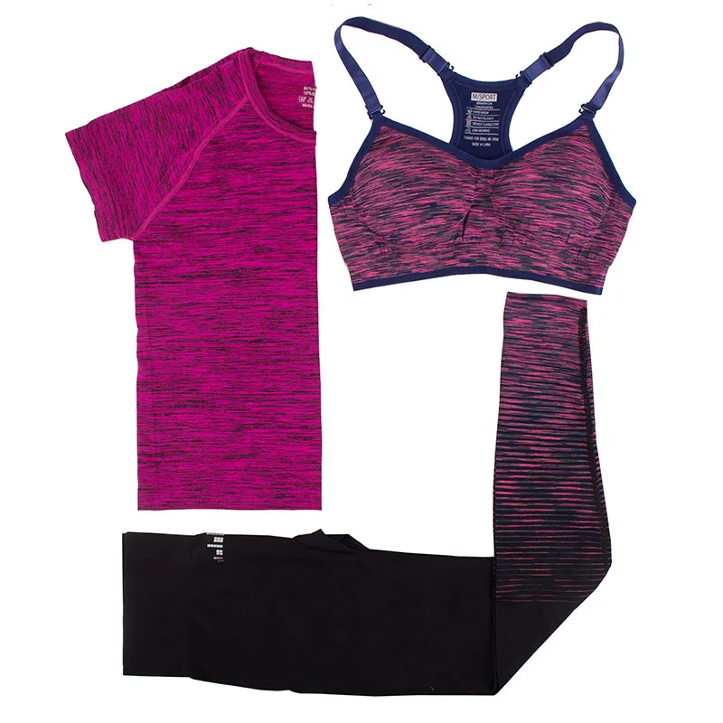 MAIJION, женские комплекты для бега, для йоги, бюстгальтер и топы и штаны, спортивный костюм, быстросохнущий, для фитнеса, тренажерного зала, для йоги, комплект для тренировок, спортивная одежда для бега - Цвет: Rose Red