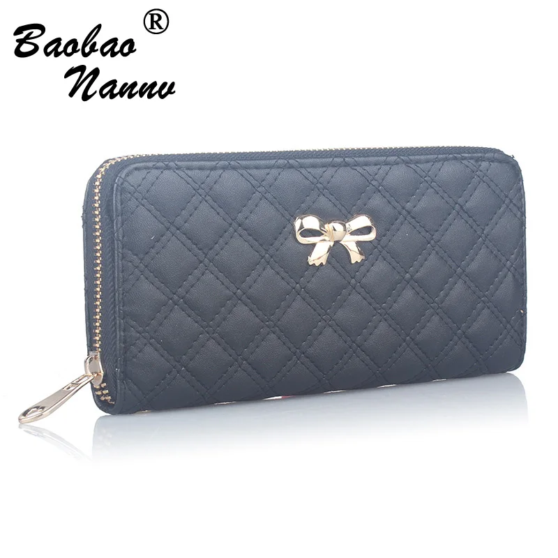 Women Wallets Fashion Durable Purse Bow Wallet Female Card Holders Cellphone Pocket PU Leather Cute Solid Women Money Bag Clutch 4