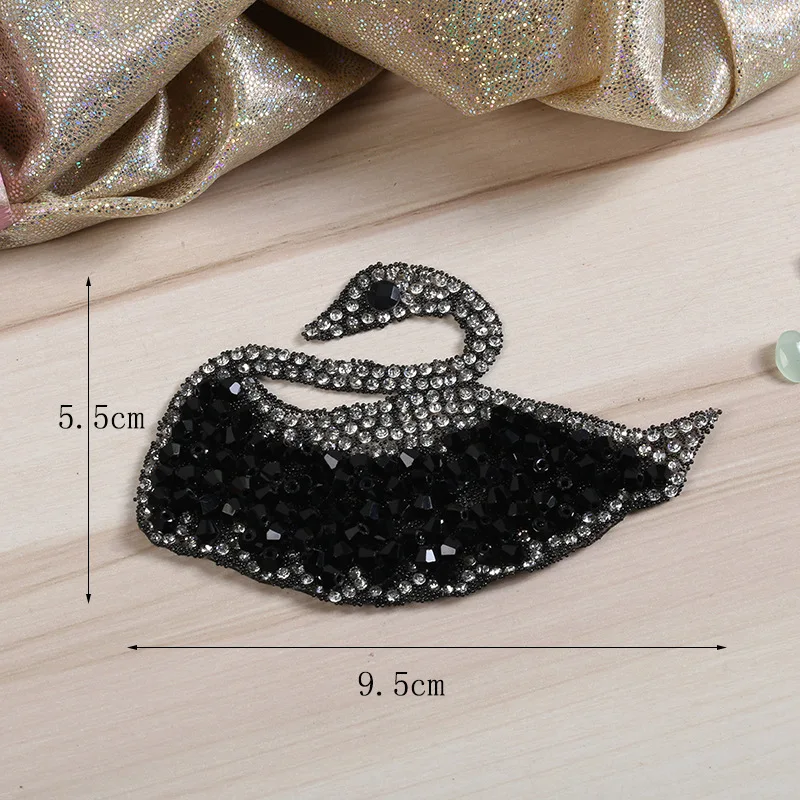 

Rhinestone Black Swan Glass Hot Cloth Sticking Clothes shirt Parches Bordados Patches Iron Patches For Clothing Appliques