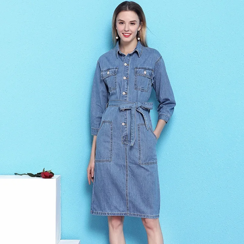 Jeans jurk tube maxi plus size vrouwen denim blauw katoen lange casual shirt jurken 2019 zomer Bohemen fem me sexy lace up Jeans jurk tube maxi plus size vrouwen denim blauw katoen lange casual shirt jurken 2019 zomer Bohemen fem me sexy lace up