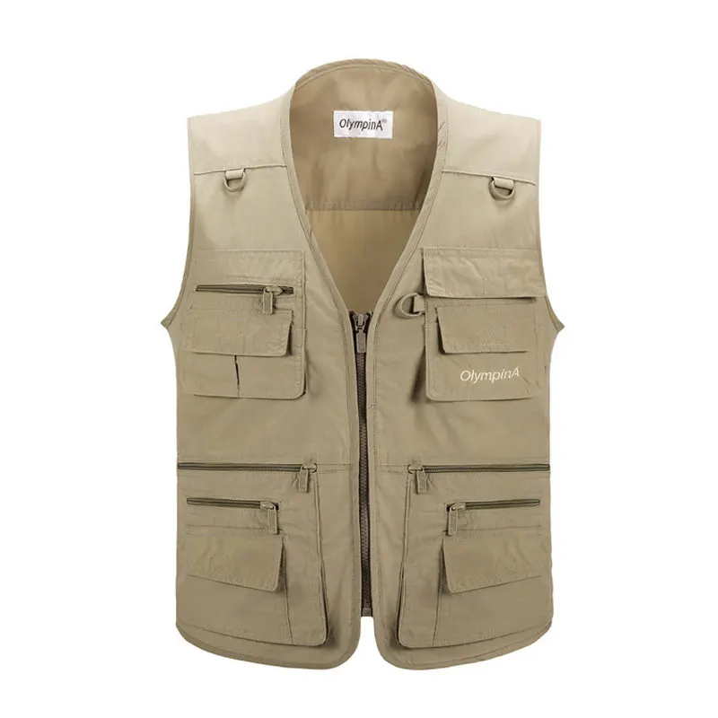 

Middle-aged Man Camera Photography Vest Multi-pockets Mountaineering Fishing Sports Director Reporter Soft Plus Size Waistcoat