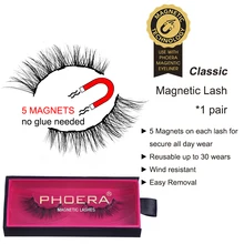 PHOERA Многоразовые 3D ресницы ручной работы с 5 магнитами и магнитной подводкой для глаз ручка и гель ручной работы накладные ресницы TSLM2