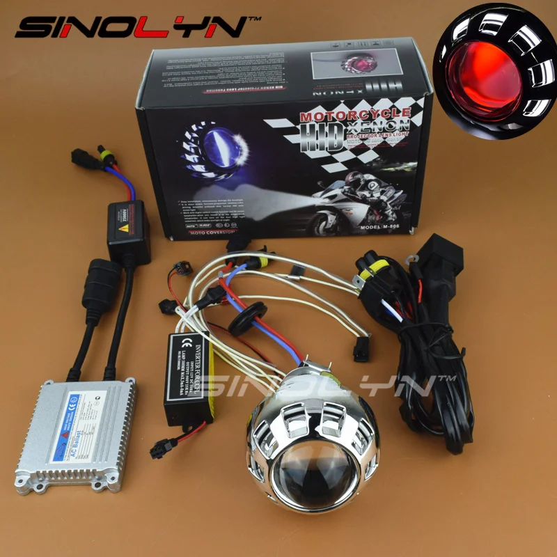 

Motorcycle Headlight Mini 2.0 inch Angel Devil Eyes Halo HID Bi-xenon Lens Projectors Xenon Headlamp Light Retrofit Kit H4 H7