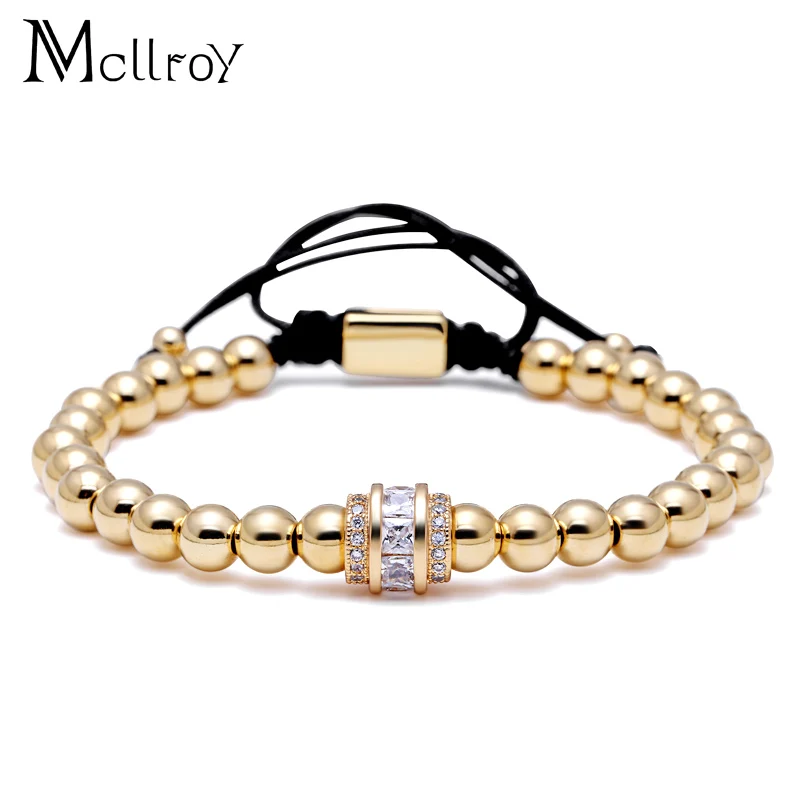 Mcllroy Purple 7MM Transport Beaded Bracelet CZ Zircon Pave Bead Rope Braided Men Women Beaded Classic Luxury Bracelets pulseras