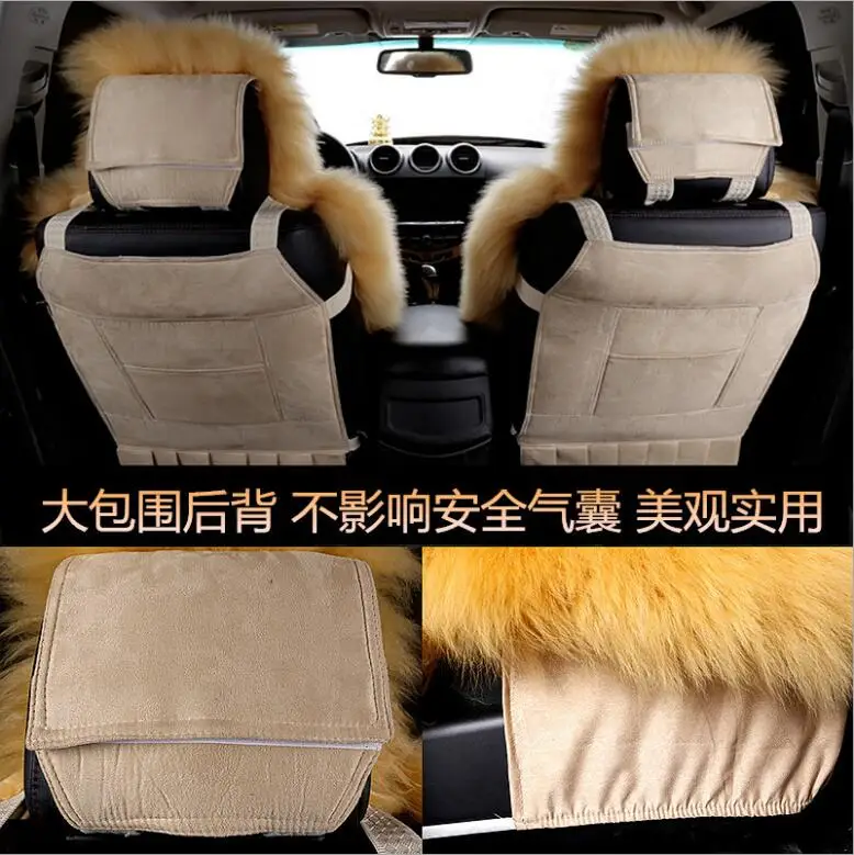 Car Seat Covers Winter Chair Warm Automobiles Seats Cover Faux Wool Auto Car-styling Goods For Lada Cars-Women Fur Accessories