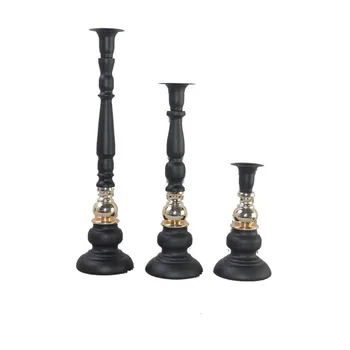 

Black with gold silver metal candle holder iron candlestick Romantic candlelight dinner Single-head Candlestick for church
