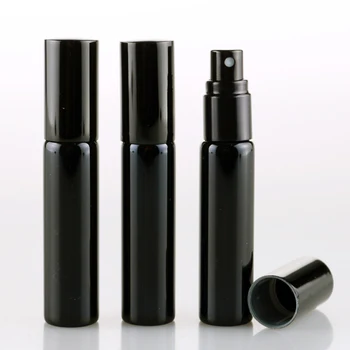

100 Pieces/Lot 10ML Portable Black UV Glass Refillable Perfume Bottle With Aluminum Atomizer Empty Parfum Case For Traveler