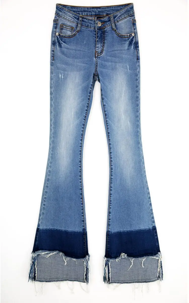 Весенняя мода Длинный разрез кисточкой рваные женские джинсовые шорты штаны Для женщин Винтаж уличная расклешённые джинсовые брюки 052901