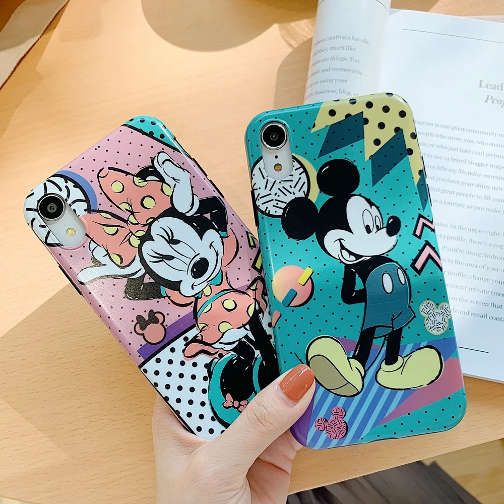 

Couple case for iphone X XR XS MAX Mickey Minnie scrub soft silicone phone cover for iphone 6 6s plus 7 8 plus cases trend shell