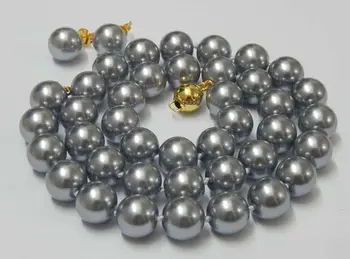 

Prett Lovely Women's Wedding shipping>>Beautiful 10mm Sky Blue South Sea Shell Pearl Necklace Earring 17''Set AAA