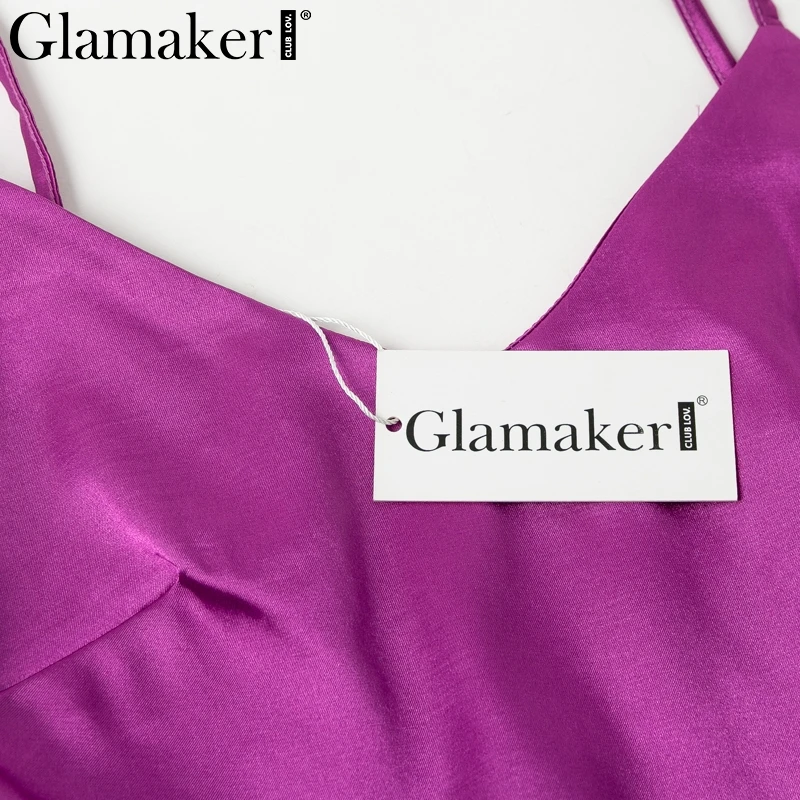 Женское длинное платье Glamaker сатиновое с высоким разрезом на лето для вечеринок