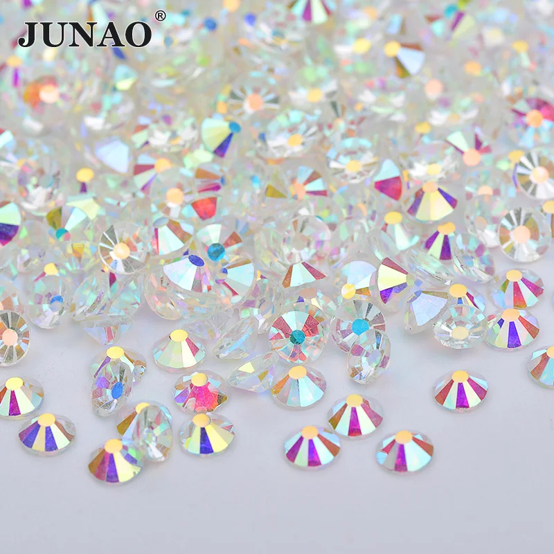 JUNAO ss 10 12 16 20 Прозрачные Стразы для ногтей из прозрачного стекла AB круглые камешки