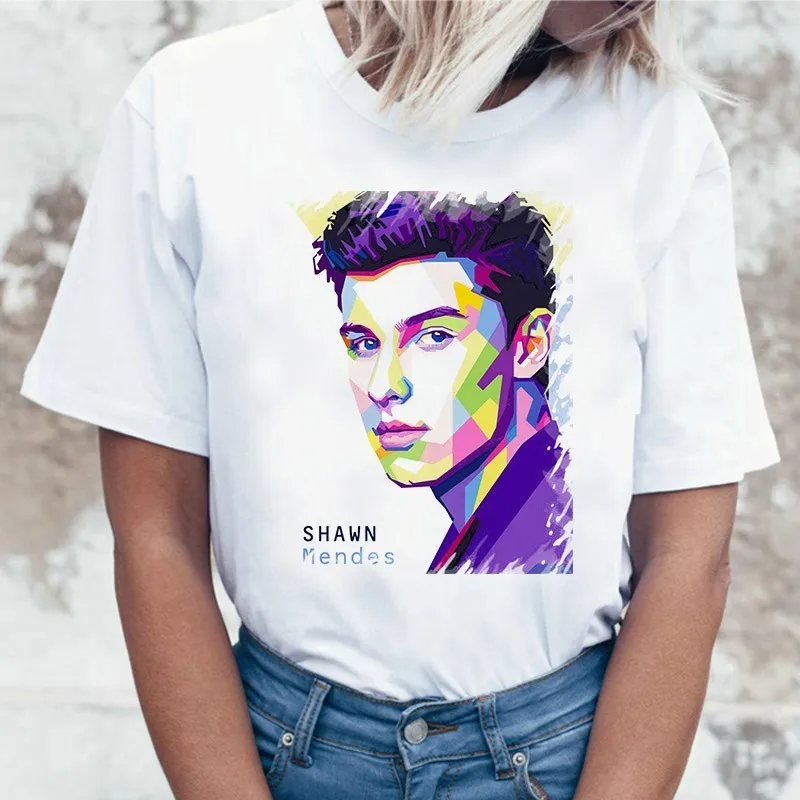 Женская уличная футболка Shawn Mendes с коротким рукавом размера плюс графикой летняя