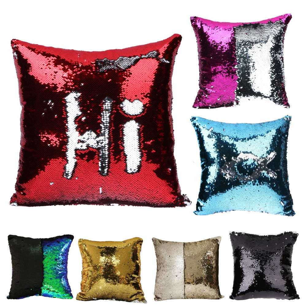 Reversible Sequin Mermaid Pillow Magical Color Changing Throw Pillow Cover Home Decor Cushion ...