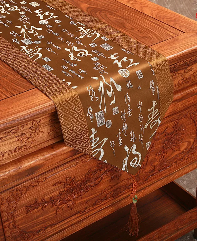 Лоскутное китайское слово стол бегуны обеденный стол колодки в этническом стиле Дамасская ткань прямоугольные скатерти для праздничных Вечерние