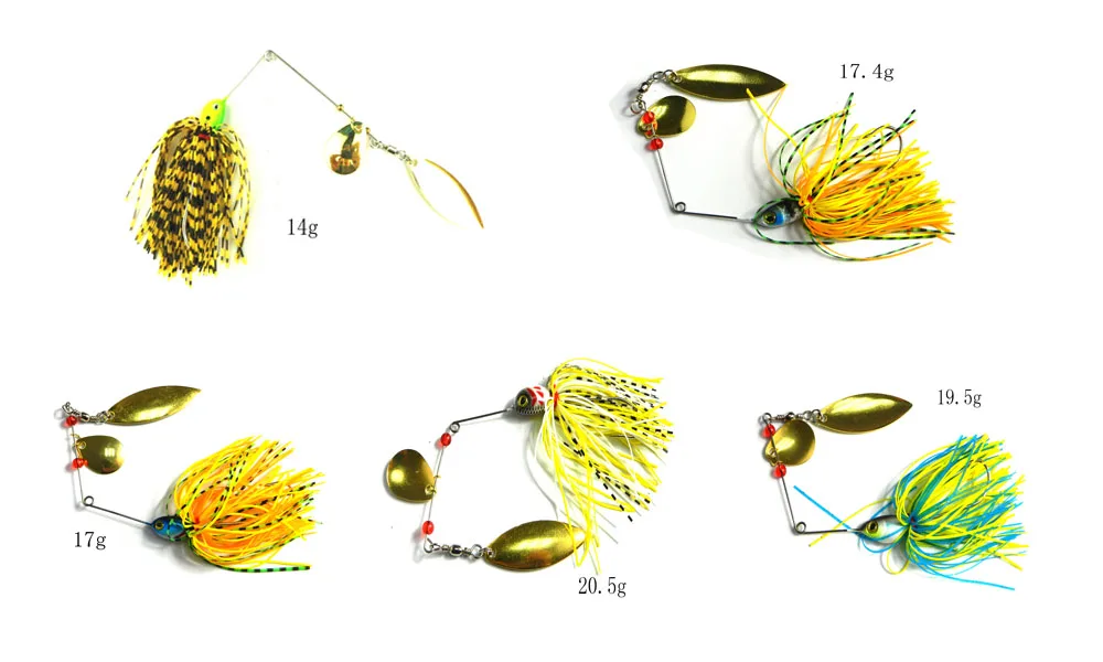 Hot 2016 Spinnerbait Mixed Weight 5 Colors Metal Fishing Spoon Jigs