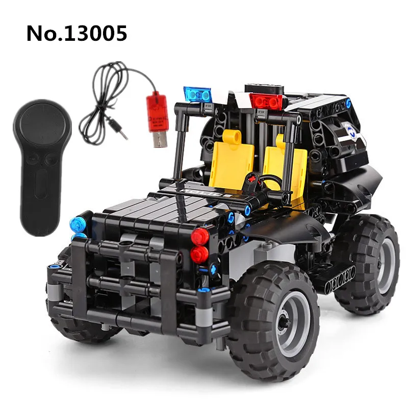 

334pcs Building Blocks 13005 Assembly Remote Control Technic The RC SWAT Police Armed Patrol Cars Electric USB Toys For Adults