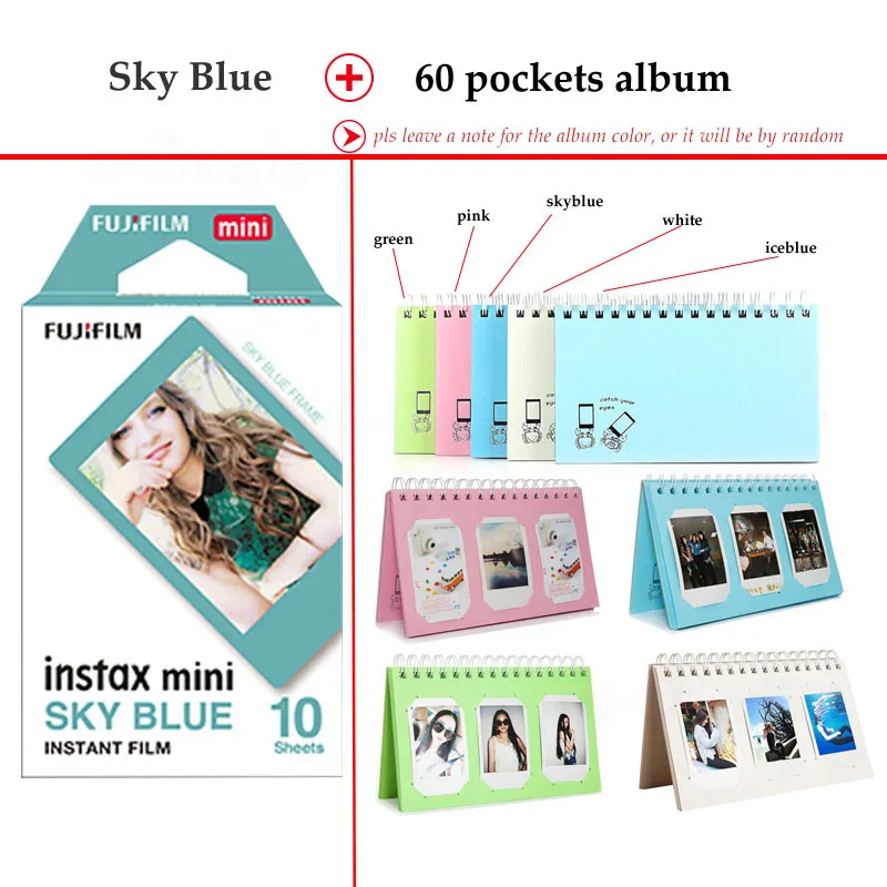Fujifilm Instax Mini Film Blue 10 листов для 9 8 + 7s 70 90 25 мгновенная полировка камера смартфон