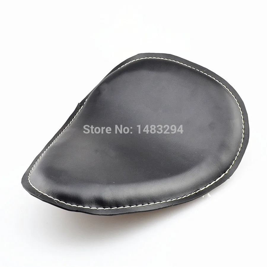 Кожаный контурный Solo Seat 12," x 9,8" с кронштейном и золотой пружиной и белым стежком чехол для Suzuki Sportster Bobber Chopper Harley