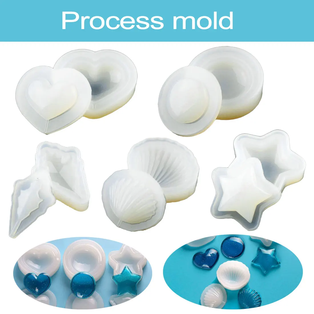 

Chic Hollow Silicone Jewelry Molds DIY Craft Shells Heart Round Star Handmade Earrings Key chain Molds Jewelry Tools